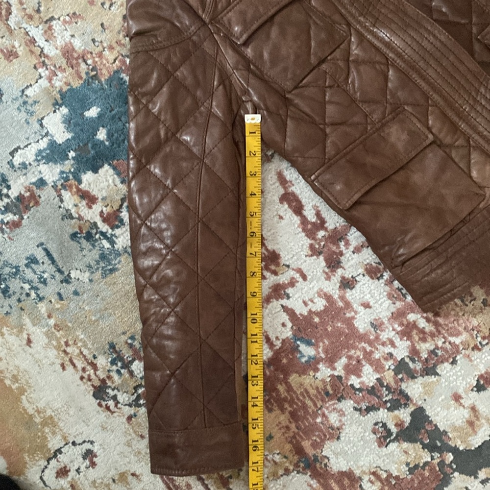Eddie Bauer Brown Quilted Leather Jacket - Picture 16 of 17